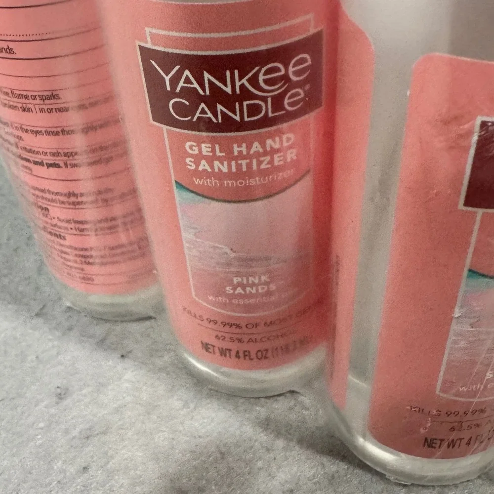 Yankee Candle Gel Hand Sanitizer 3-Pack Pink Sands 4oz Bottles Essential Oils